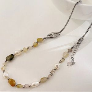 Stainless Steel and Natural Stone Clavicle Necklace